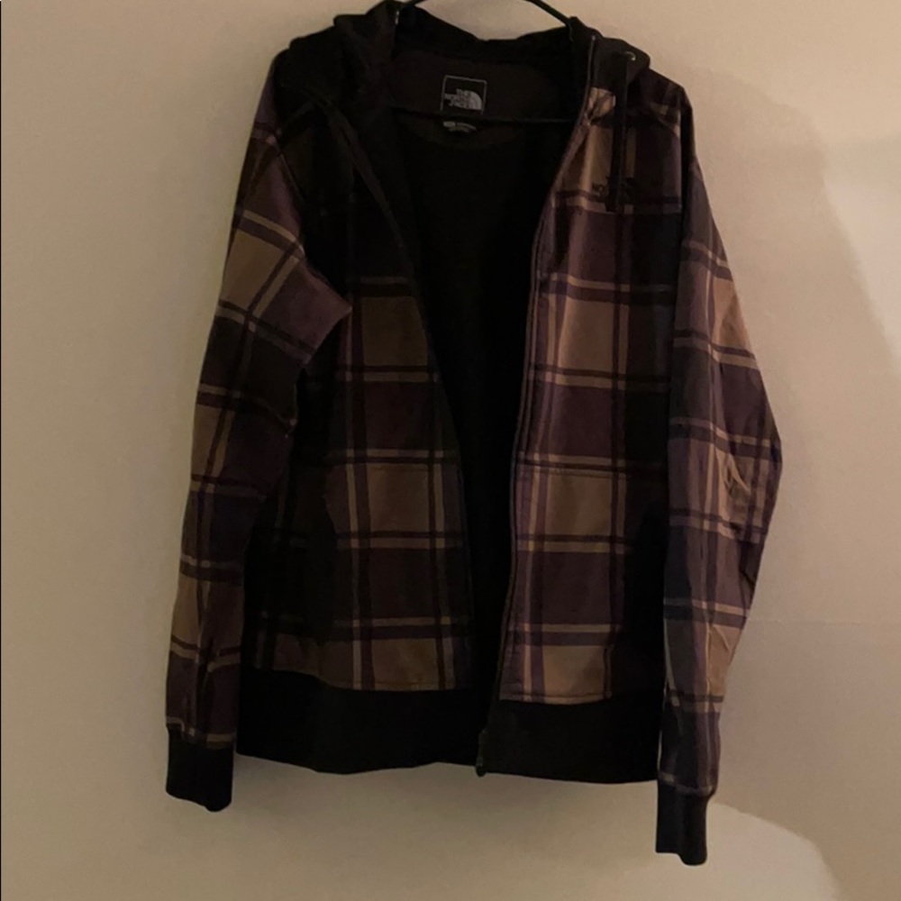 North face brown plaid men’s rain jacket